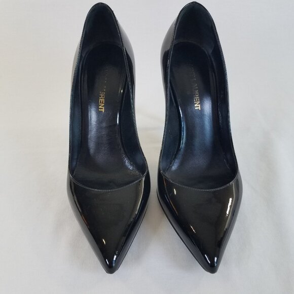 Saint Laurent Black Patent Leather Heels SIZE 36  Dust Bag Pumps 4" Zoe 85 ? - Picture 9 of 17